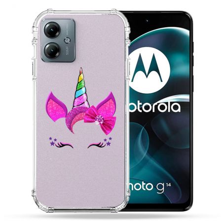 Coque Transparente Pour Motorola G14 4G Licorne Paillette