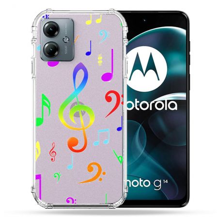 Coque Transparente Pour Motorola G14 4G Note Musique Colore