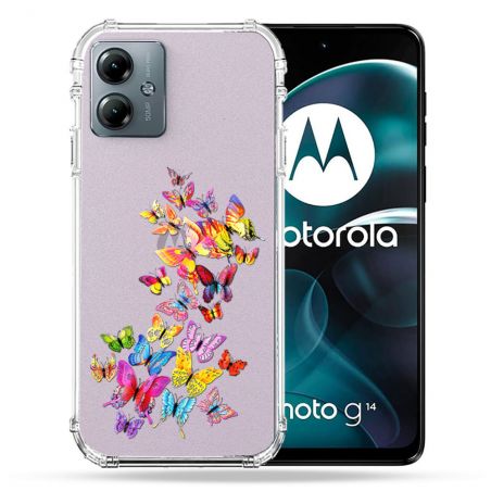 Coque Transparente Pour Motorola G14 4G Papillon Multicolore