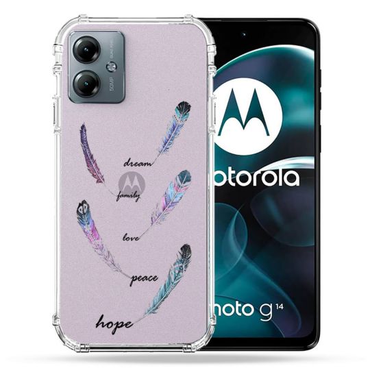 Coque Transparente Pour Motorola G14 4G Plume Couleur