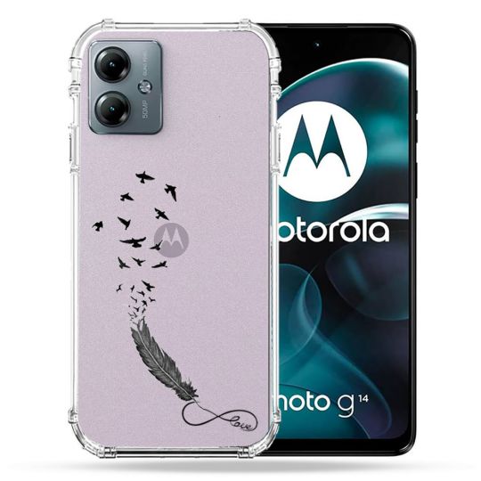 Coque Transparente Pour Motorola G14 4G Plume Infini