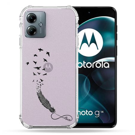 Coque Transparente Pour Motorola G14 4G Plume Infini