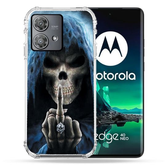 Coque Renforcée Pour Motorola Edge 40 Neo Tete de Mort Doigt