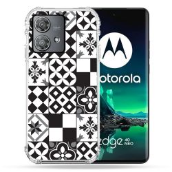 Coque Renforcée Pour Motorola Edge 40 Neo Texture Carreau Ciment Noir