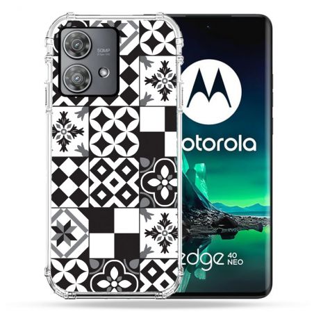 Coque Renforcée Pour Motorola Edge 40 Neo Texture Carreau Ciment Noir