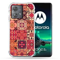 Coque Renforcée Pour Motorola Edge 40 Neo Texture Carreau Ciment Rouge