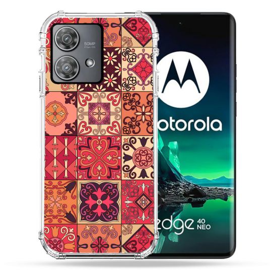 Coque Renforcée Pour Motorola Edge 40 Neo Texture Carreau Ciment Rouge