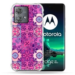 Coque Renforcée Pour Motorola Edge 40 Neo Texture Carreau Ciment Violet