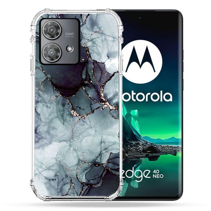 Coque Renforcée Pour Motorola Edge 40 Neo Texture Marbre Gris