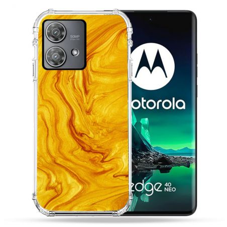 Coque Renforcée Pour Motorola Edge 40 Neo Texture Marbre Jaune