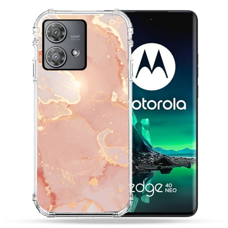Coque Renforcée Pour Motorola Edge 40 Neo Texture Marbre Rose