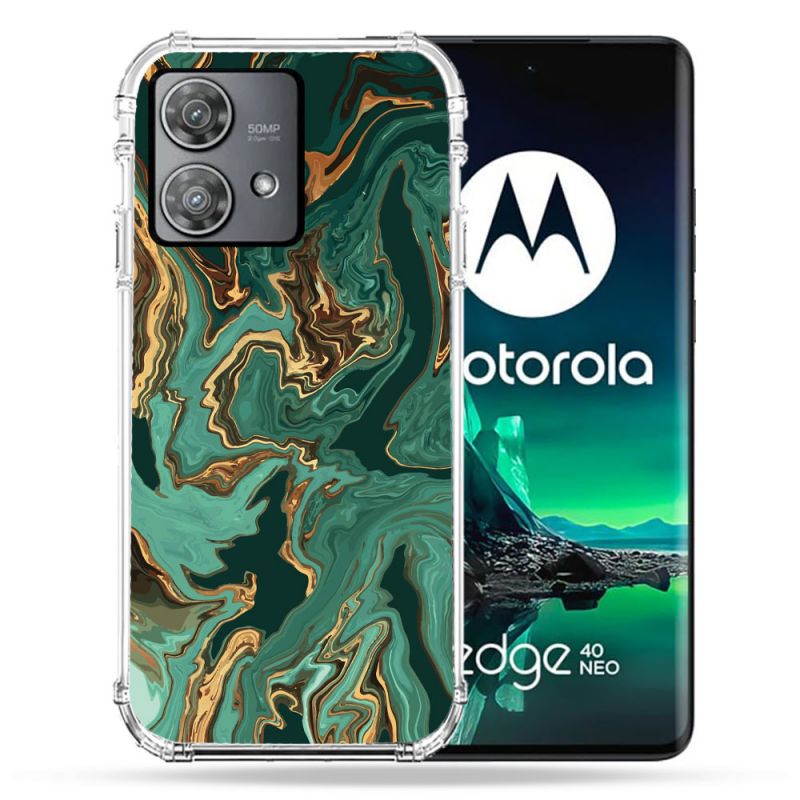 Coque Renforcée Pour Motorola Edge 40 Neo Texture Marbre Vert