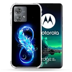Coque Renforcée Pour Motorola Edge 40 Neo Texture Plume Infini Bleu