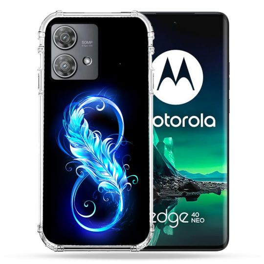 Coque Renforcée Pour Motorola Edge 40 Neo Texture Plume Infini Bleu