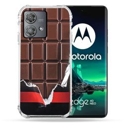 Coque Renforcée Pour Motorola Edge 40 Neo Texture Trompe Oeil Chocolat