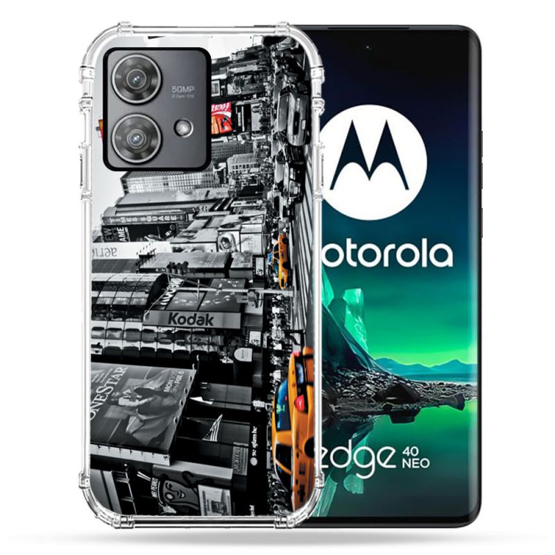 Coque Renforcée Pour Motorola Edge 40 Neo Voyage Amerique USA New York Taxi