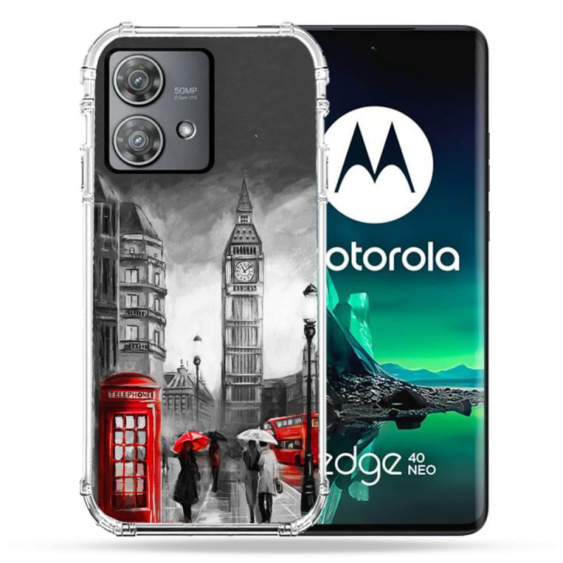 Coque Renforcée Pour Motorola Edge 40 Neo Voyage Angleterre Londres Vintage