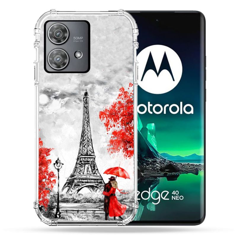 Coque Renforcée Pour Motorola Edge 40 Neo Voyage France Paris Rouge