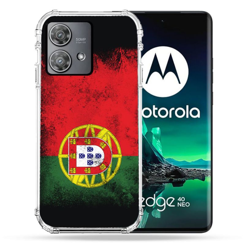 Coque Renforcée Pour Motorola Edge 40 Neo Voyage Portugal Drapeau