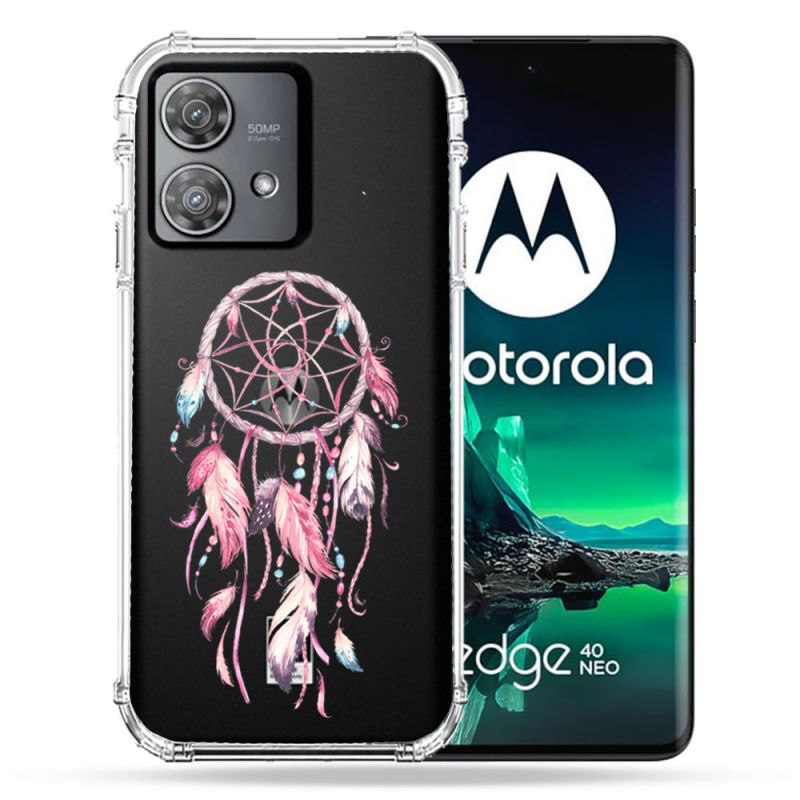 Coque Transparente Pour Motorola Edge 40 Neo Attrape Reve Rose