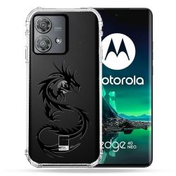 Coque Transparente Pour Motorola Edge 40 Neo Dragon Noir