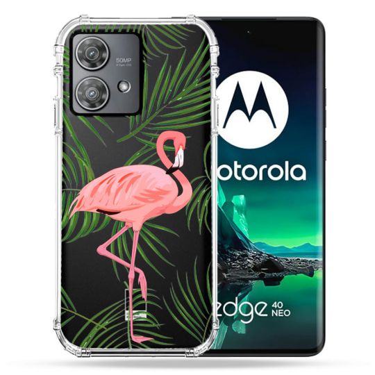 Coque Transparente Pour Motorola Edge 40 Neo Flamant Rose