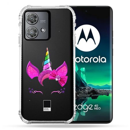 Coque Transparente Pour Motorola Edge 40 Neo Licorne Paillette