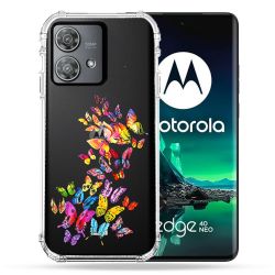 Coque Transparente Pour Motorola Edge 40 Neo Papillon Multicolore
