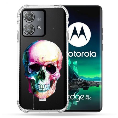 Coque Transparente Pour Motorola Edge 40 Neo Skull Head Crane Colore
