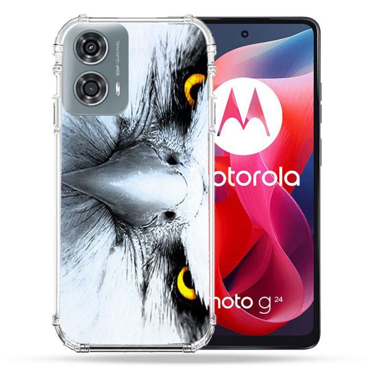 Coque Renforcée Pour Motorola G24 4G Animal Aigle Royal Blanc