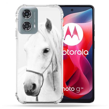 Coque Renforcée Pour Motorola G24 4G Animal Cheval Cristal