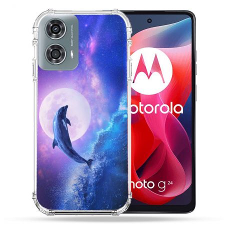 Coque Renforcée Pour Motorola G24 4G Animal Dauphin Vague