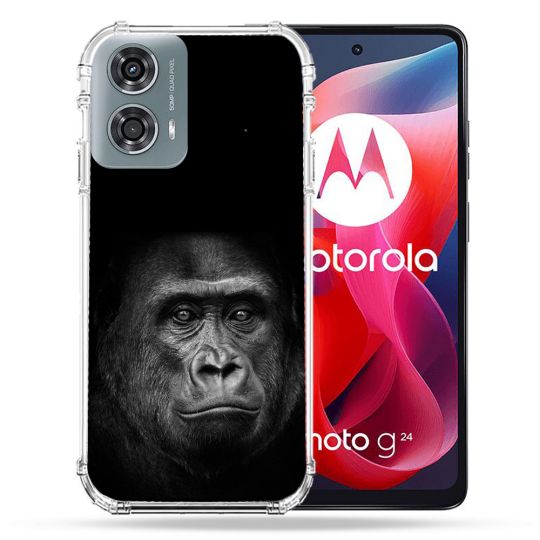 Coque Renforcée Pour Motorola G24 4G Animal Gorille Noir