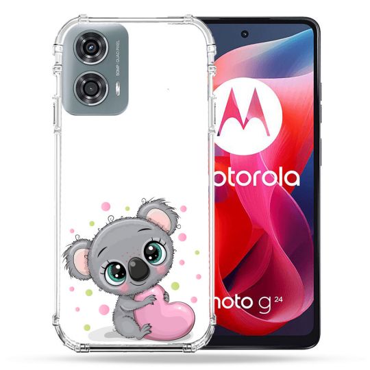 Coque Renforcée Pour Motorola G24 4G Animal Koala Cœur