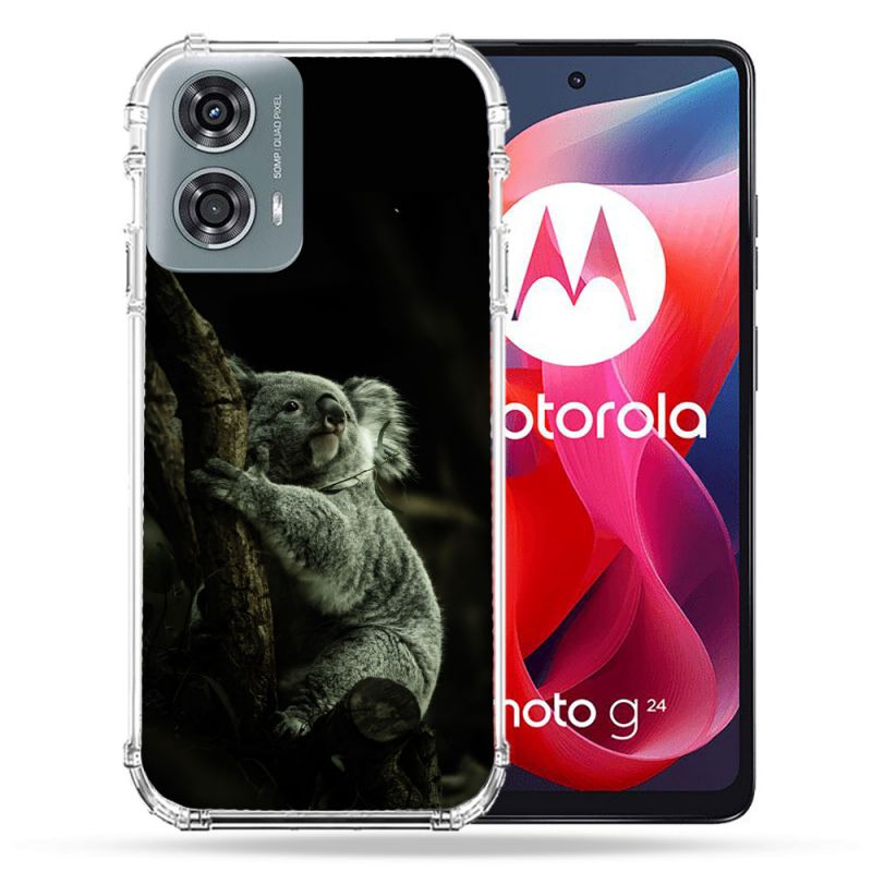 Coque Renforcée Pour Motorola G24 4G Animal Koala Noir