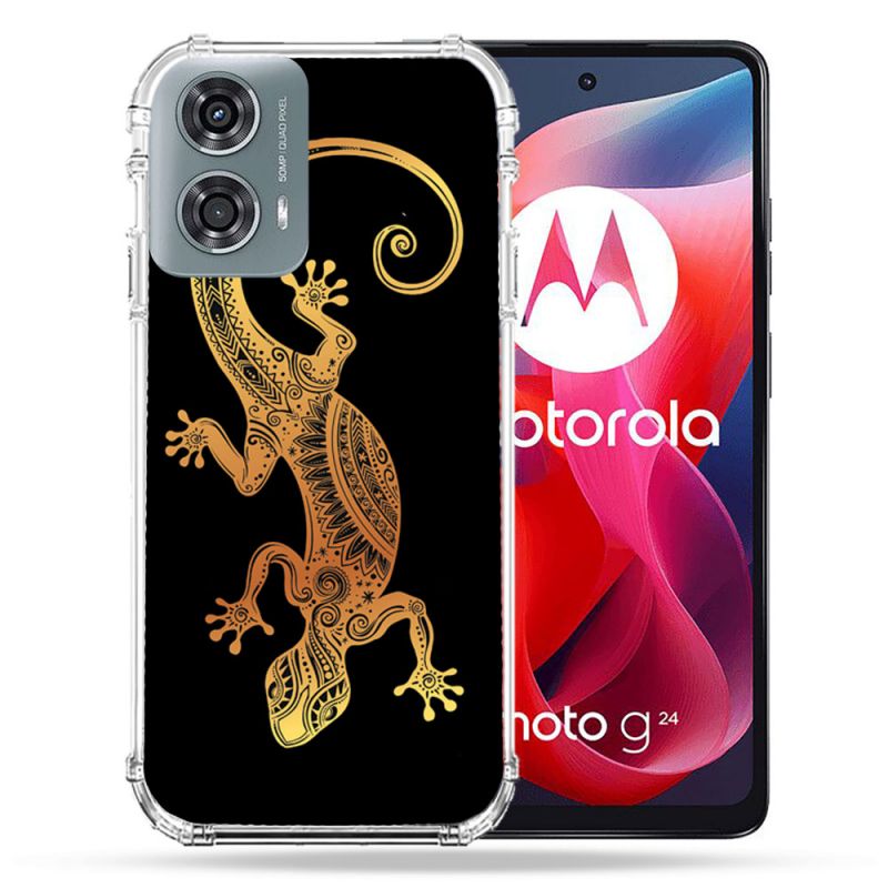 Coque Renforcée Pour Motorola G24 4G Animal Lezard Noir