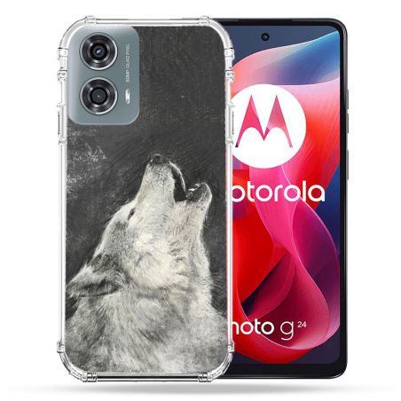 Coque Renforcée Pour Motorola G24 4G Animal Loup Hurlement