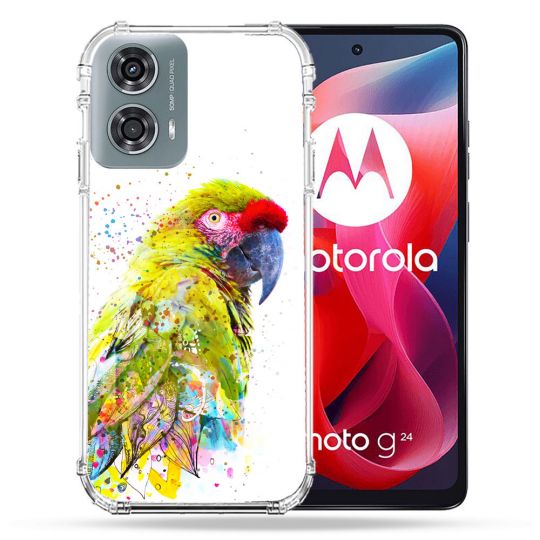 Coque Renforcée Pour Motorola G24 4G Animal Perroquet Jaune