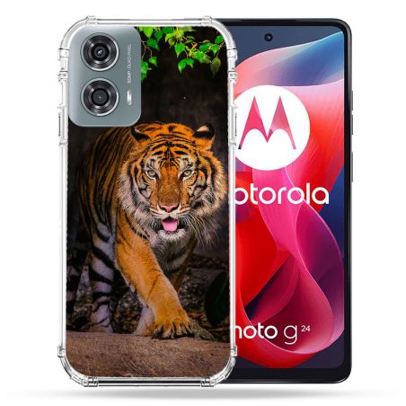 Coque Renforcée Pour Motorola G24 4G Animal Tigre Jungle
