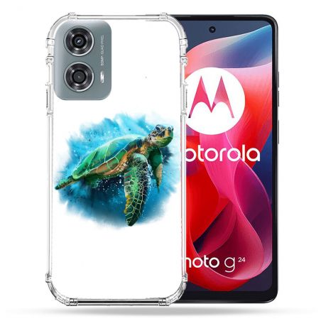 Coque Renforcée Pour Motorola G24 4G Animal Tortue Blanche multicolore