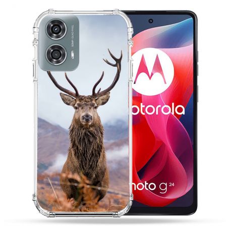 Coque Renforcée Pour Motorola G24 4G Chasse Chevreuil Montagne