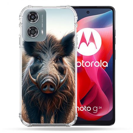 Coque Renforcée Pour Motorola G24 4G Chasse Sanglier Attaque