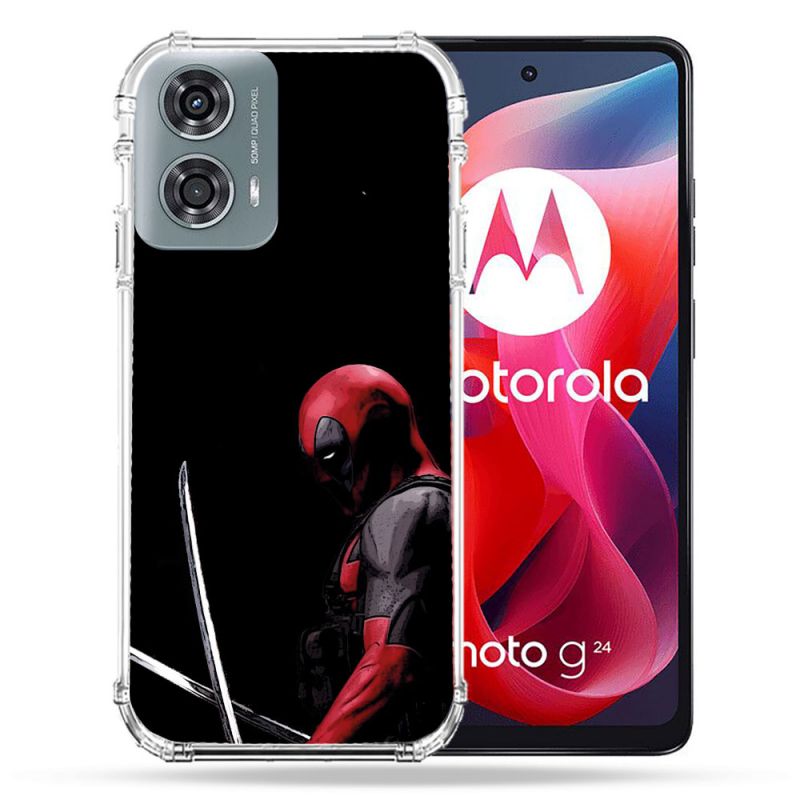 Coque Renforcée Pour Motorola G24 4G Deadpool Epee