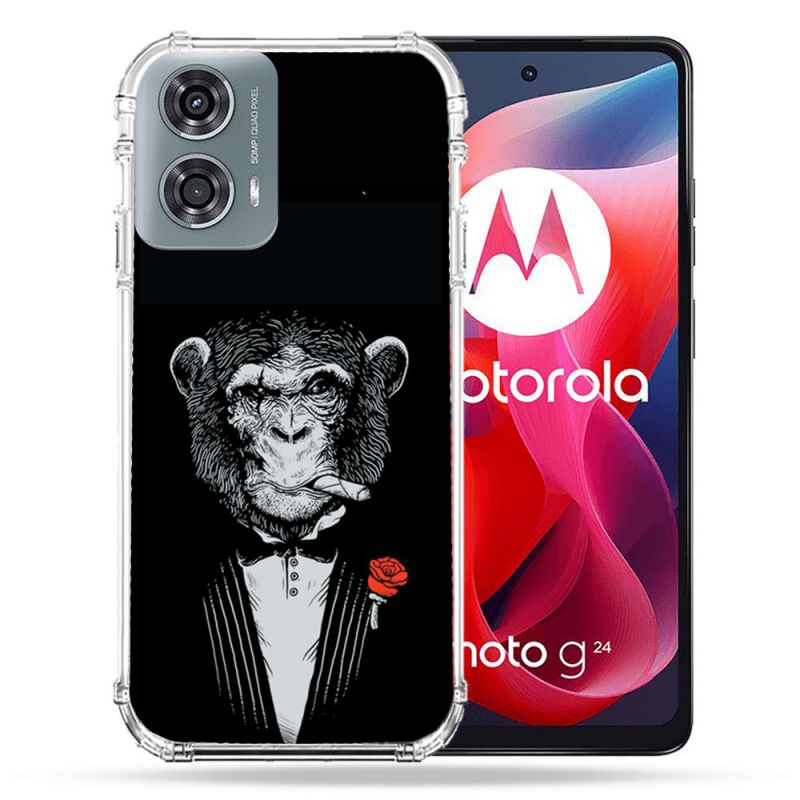 Coque Renforcée Pour Motorola G24 4G Decale Singe Mafia
