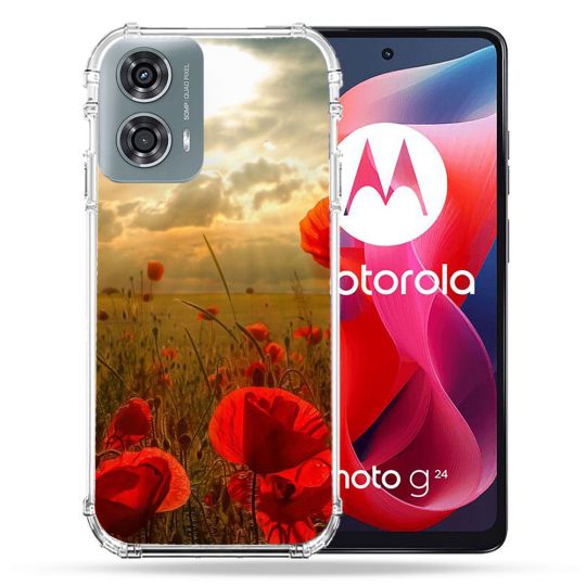 Coque Renforcée Pour Motorola G24 4G Fleur Coquelicot