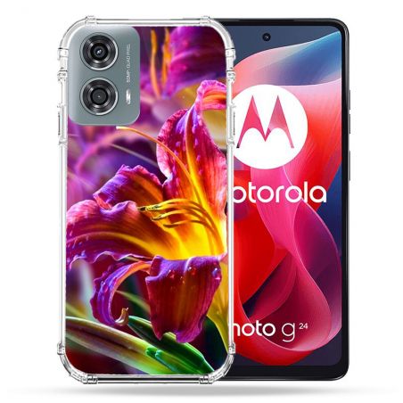 Coque Renforcée Pour Motorola G24 4G Fleur Lys Color