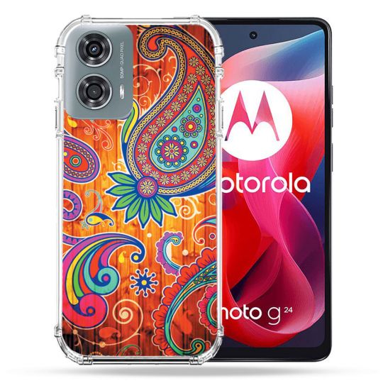 Coque Renforcée Pour Motorola G24 4G Fleur Psychedelic