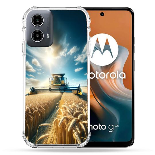 Coque Renforcée Pour Motorola G34 5G Agriculture Moissonneuse Blé