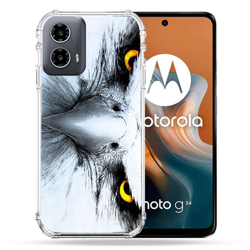 Coque Renforcée Pour Motorola G34 5G Animal Aigle Royal Blanc