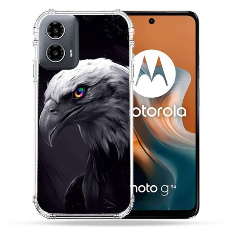 Coque Renforcée Pour Motorola G34 5G Animal Aigle Royal Noir